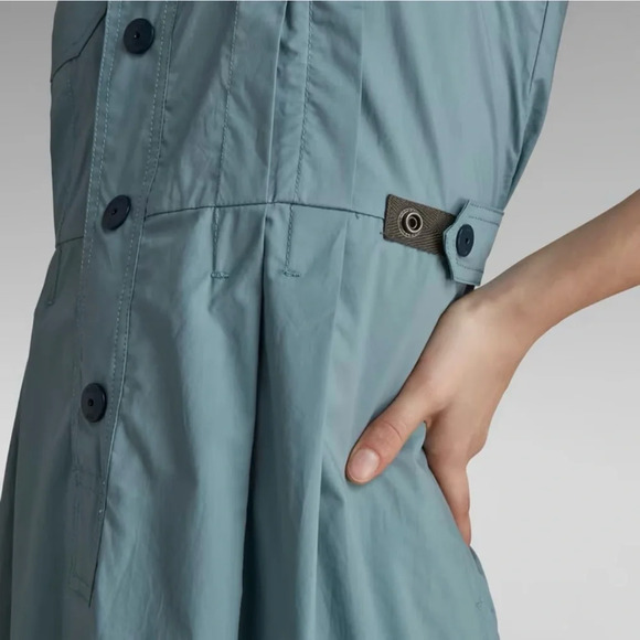 G-Star Raw Fit And Flare Dress Sleeveless Light Bright Nickel L - Picture 4 of 15